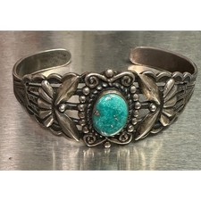Vintage Native American FRED HARVEY Navajo Turquoise Sterling Silver bracelet