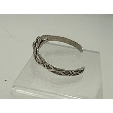 Vintage Sterling Silver Green Turquoise Fred Harvey Era Stamped Cuff Bracelet - Additional view 1