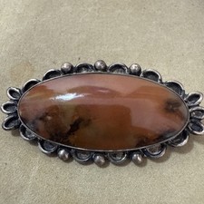 Vintage Fred Harvey Style Sterling Silver Agate Brooch – Southwestern – 2″ x 1″  - Additional view 3