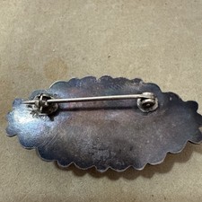 Vintage Fred Harvey Style Sterling Silver Agate Brooch – Southwestern – 2″ x 1″  - Additional view 5