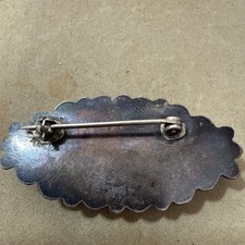 Vintage Fred Harvey Style Sterling Silver Agate Brooch – Southwestern – 2″ x 1″  - Additional view 6