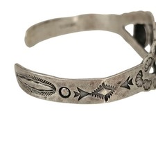 Vintage Fred Harvey Era Native American Navajo Green Turquoise Sterling Bracelet - Additional view 6