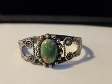 Fred Harvey Turquoise Sterling Cuff Navajo Bracelet Green Southwest Unique Rope - Additional view 16