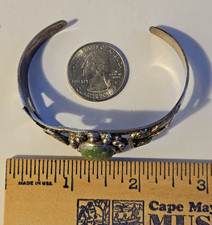 Fred Harvey Turquoise Sterling Cuff Navajo Bracelet Green Southwest Unique Rope - Additional view 18