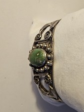 Fred Harvey Turquoise Sterling Cuff Navajo Bracelet Green Southwest Unique Rope - Additional view 6