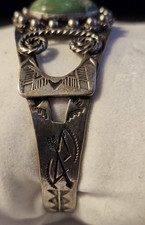 Fred Harvey Turquoise Sterling Cuff Navajo Bracelet Green Southwest Unique Rope - Additional view 8