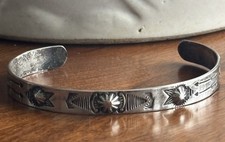 Fred Harvey Era Navajo Native American Sterling Silver DESIGN Cuff Bracelet