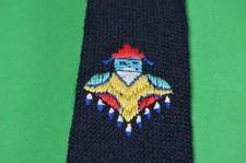Vintage Fred Harvey El Grandee Mexican Tie W/ Embroidered Man,Hand Woven,Wool