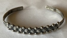 Vintage Fred Harvey Style Tourist Nickel Silver Cuff Bracelet