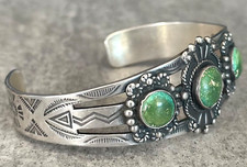 Vintage Native American FRED HARVEY Navajo Turquoise Sterling Silver bracelet - Additional view 1
