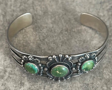 Vintage Native American FRED HARVEY Navajo Turquoise Sterling Silver bracelet - Additional view 2