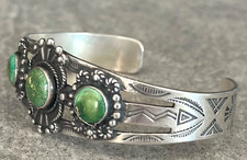 Vintage Native American FRED HARVEY Navajo Turquoise Sterling Silver bracelet - Additional view 3