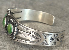 Vintage Native American FRED HARVEY Navajo Turquoise Sterling Silver bracelet - Additional view 4