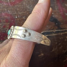 Fred Harvey Era Old Pawn Sterling Silver Turquoise Navajo Style Cuff Bracelet - Additional view 14