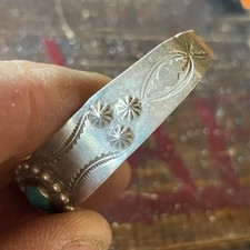 Fred Harvey Era Old Pawn Sterling Silver Turquoise Navajo Style Cuff Bracelet - Additional view 4