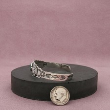 fred harvey era sterling silver turquoise thunderbird cuff bracelet size 5.75in - Additional view 1