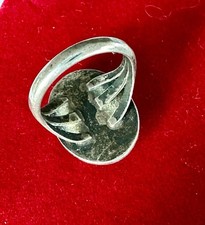 Fred Harvey Era Oval Face Greasy Green Turquoise & Sterling Ring Sz. 7 - Additional view 6