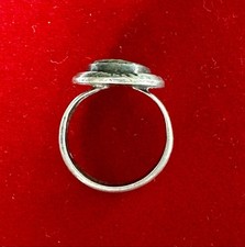 Fred Harvey Era Oval Face Greasy Green Turquoise & Sterling Ring Sz. 7 - Additional view 7