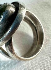 Large Fred Harvey Era Greasy Green Turquoise & Sterling Silver Ring Sz. 9.25 - Additional view 7