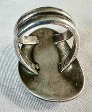 Large Fred Harvey Era Greasy Green Turquoise & Sterling Silver Ring Sz. 9.25 - Additional view 8