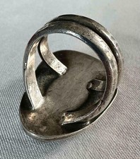 Large Fred Harvey Era Greasy Green Turquoise & Sterling Silver Ring Sz. 9.25 - Additional view 9