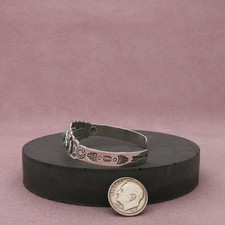 fred harvey era sterling silver turquoise thunderbird cuff bracelet size 5.75in - Additional view 1