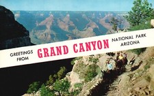 Postcard AZ Grand Canyon Bright Angel Trail Fred Harvey Chrome Vintage PC H6551