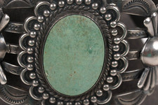Fred Harvey Era Silver Arrow Signed Native 925 Turquoise Cuff Bracelet 6.5