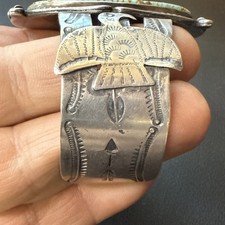 LARGE NATIVE AMERICAN NAVAJO TURQUOISE & STERLING FRED HARVEY ERA CUFF - Additional view 2