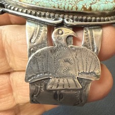 LARGE NATIVE AMERICAN NAVAJO TURQUOISE & STERLING FRED HARVEY ERA CUFF - Additional view 3