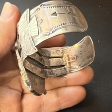 LARGE NATIVE AMERICAN NAVAJO TURQUOISE & STERLING FRED HARVEY ERA CUFF - Additional view 7