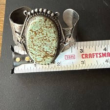 LARGE NATIVE AMERICAN NAVAJO TURQUOISE & STERLING FRED HARVEY ERA CUFF - Additional view 9