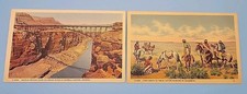 Vintage Fred Harvey Postcards First Santa Fe Train and Navajo Bridge