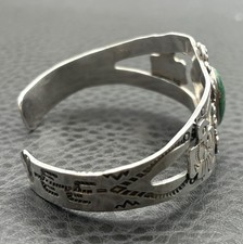 VTG Fred Harvey Era Sterling Silver Green Turquoise Arrow Bird Cuff Bracelet 6.5 - Additional view 3