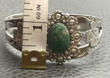 VTG Fred Harvey Era Sterling Silver Green Turquoise Arrow Bird Cuff Bracelet 6.5 - Additional view 7