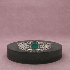 fred harvey era sterling silver turquoise thunderbird cuff bracelet size 5.75in