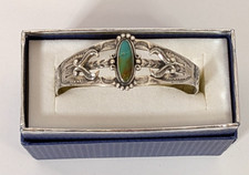 Vintage Bell Trading Fred Harvey Era Sterling Turquoise Stamped Cuff Bangle 16 g