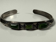 Navajo Fred Harvey Era Silver Cerrillos Turquoise Whirling Log Cuff - Additional view 2