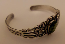 Vintage Sterling Fred Harvey Green Mist Turquoise Cuff Bracelet  17g - Additional view 2