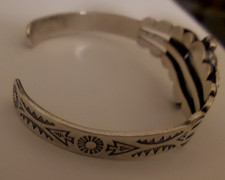 Vintage Sterling Fred Harvey Green Mist Turquoise Cuff Bracelet  17g - Additional view 3