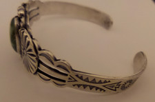 Vintage Sterling Fred Harvey Green Mist Turquoise Cuff Bracelet  17g - Additional view 4