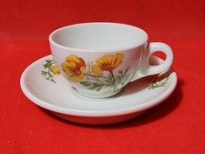 ATSF Santa Fe Railroad Syracuse China California Poppy Fred Harvey Cup & Saucer