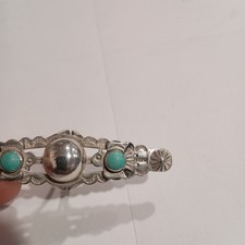 Vintage Navajo Sterling Silver Turquoise Bar Ring Fred Harvey Era Thunderbird  - Additional view 1