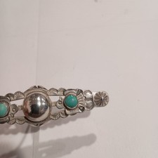Vintage Navajo Sterling Silver Turquoise Bar Ring Fred Harvey Era Thunderbird  - Additional view 2