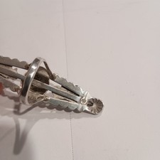 Vintage Navajo Sterling Silver Turquoise Bar Ring Fred Harvey Era Thunderbird  - Additional view 3