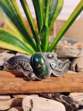 Navajo Fred Harvey Era 1930's Green Turquoise Rattlesnake Whirling Log Silver... - Additional view 17