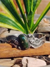 Navajo Fred Harvey Era 1930's Green Turquoise Rattlesnake Whirling Log Silver... - Additional view 20