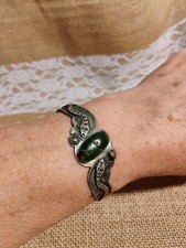 Navajo Fred Harvey Era 1930's Green Turquoise Rattlesnake Whirling Log Silver... - Additional view 8
