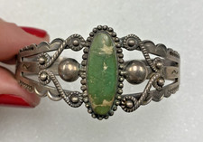 Vintage Fred Harvey era native sterling silver turquoise cuff bracelet - 49B - Additional view 1