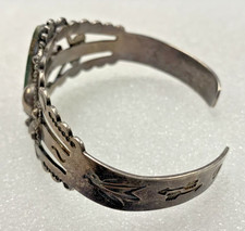 Vintage Fred Harvey era native sterling silver turquoise cuff bracelet - 49B - Additional view 3